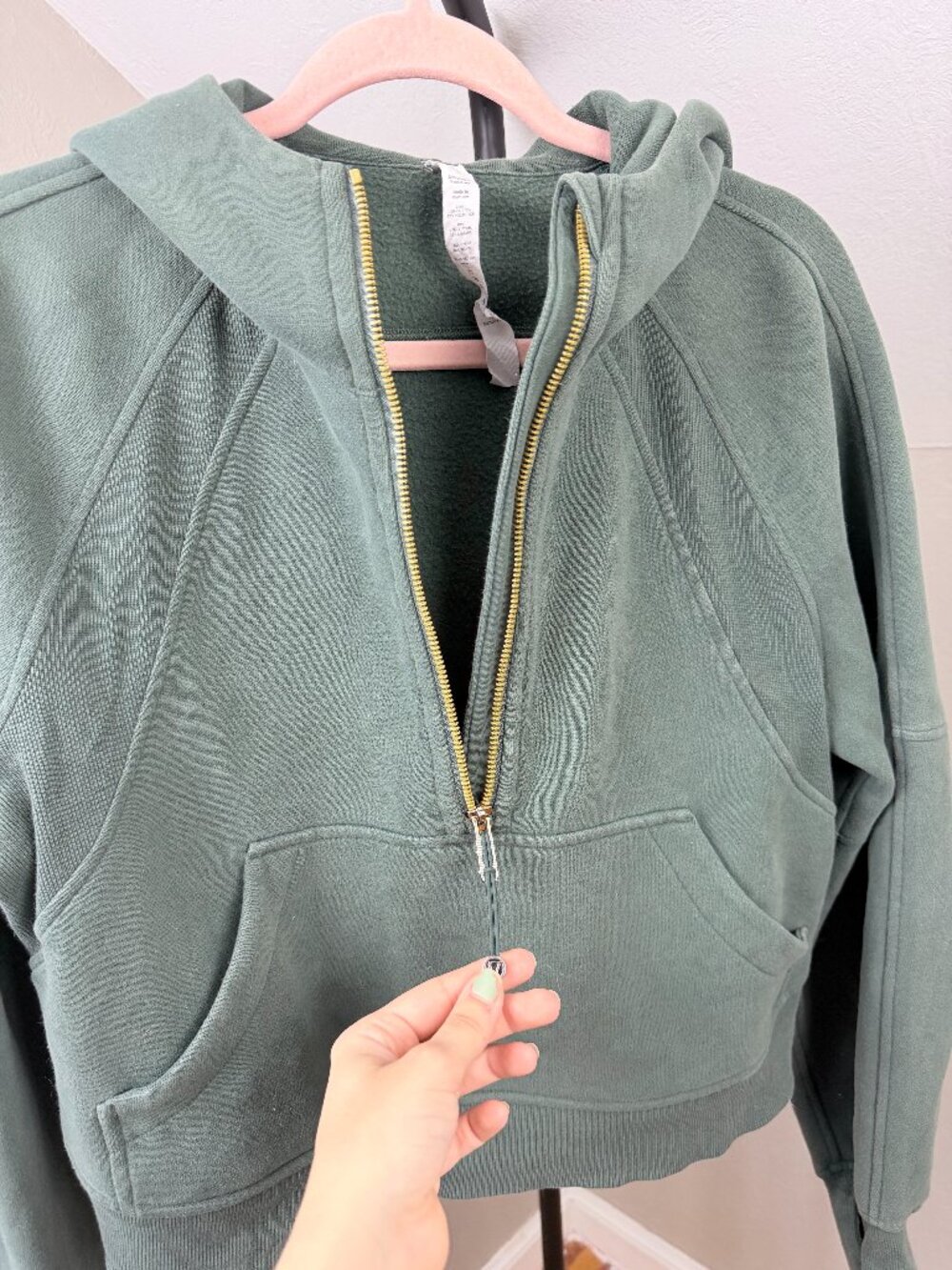 Lululemon Scuba Oversized Crop Half-Zip Hoodie Green Jasper XS/S - Picture 4 of 8